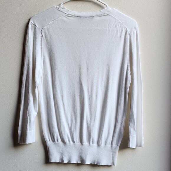 LOFT White Deep V-Neck Lightweight Sweater Size Small - Picture 14 of 14